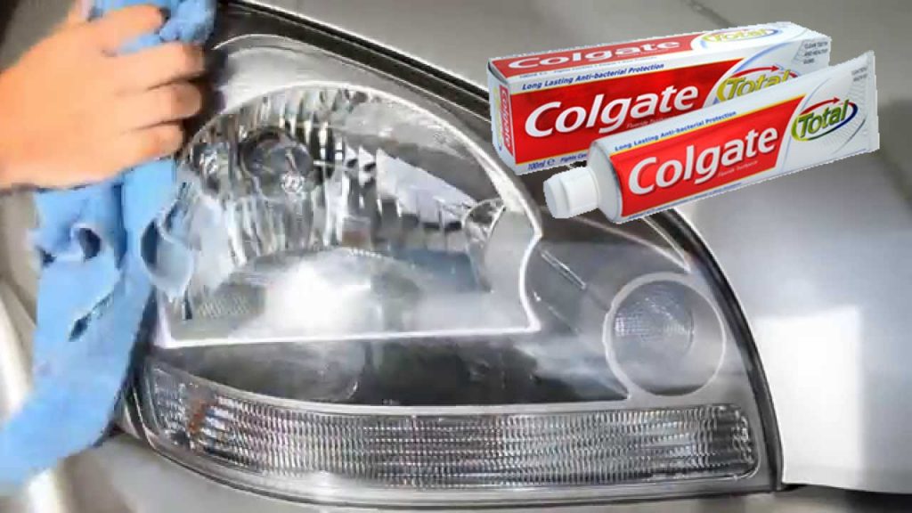 cleaning headlights with toothpaste